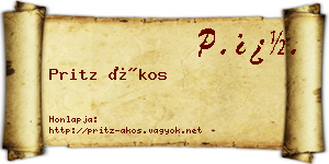 Pritz Ákos névjegykártya